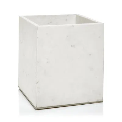 Sferra Pietra Marble Waste Basket In White Silver