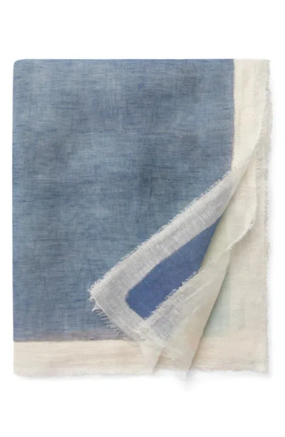 Sferra Pitura Cotton & Linen Throw Blanket In Navy/ Aqua
