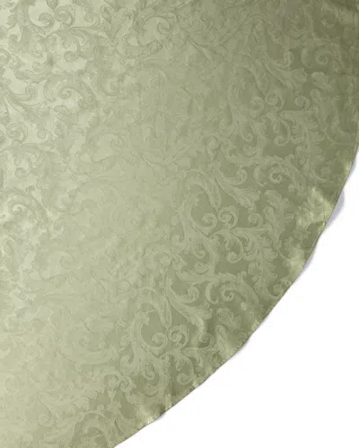 Sferra Plume Jacquard 104" Round Tablecloth In Green