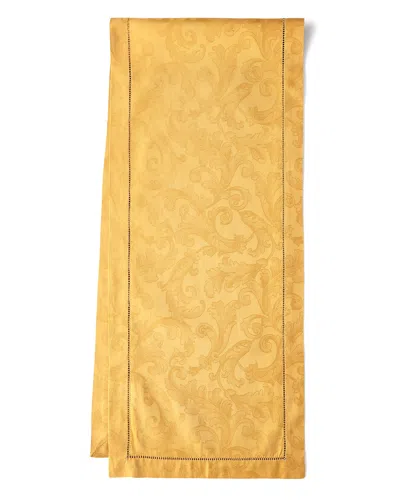 Sferra Acanthus Jacquard Table Runner, 15" X 108" In Gold