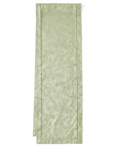 Sferra Plume Jacquard 108"l Table Runner In Sage