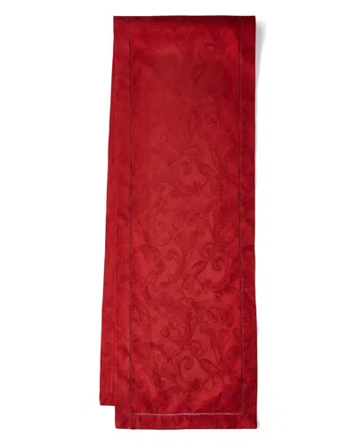 Sferra Plume Jacquard 72"l Table Runner In Red