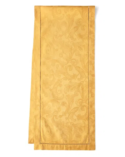 Sferra Plume Jacquard 72"l Table Runner In Yellow