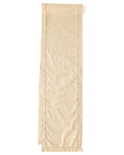 Sferra Plume Jacquard 72"l Table Runner In Parchment