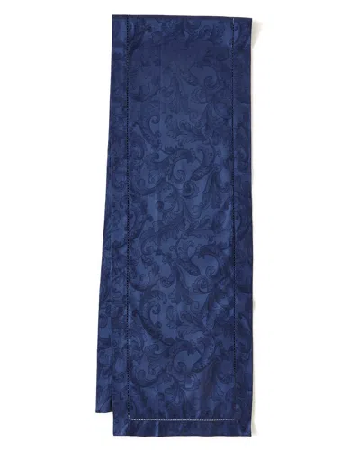 Sferra Plume Jacquard 72"l Table Runner In Blue