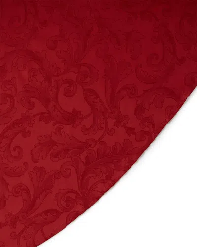 Sferra Acanthus Jacquard Round Tablecloth, 90"dia In Garnet