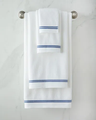 Sferra Resort Bath Towel In White/dark Blue