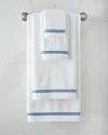 Sferra Resort Wash Cloth In White/dark Blue