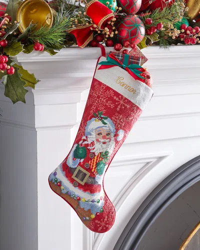 Sferra Retro Santa Holiday Stocking, Personalized In Multi
