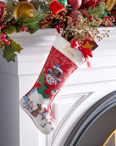 Sferra Retro Snowman Stocking, Personalized In Multi