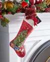 Sferra Personalized Retro Tree Holiday Stocking In Red