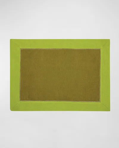 Sferra Roma 4-piece Colorblock Placemat Set In Avocado Apple