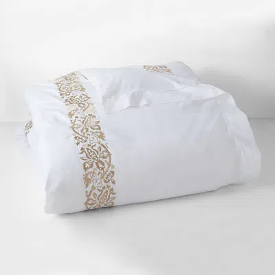 Sferra Full/queen Plumes Embroidered Duvet Cover In Champagne