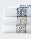 Sferra King 406 Thread Count Plumes Embroidered Flat Sheet In Gray