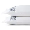 Sferra Two King 406 Thread Count Plumes Embroidered Pillowcases In Indigo Blue