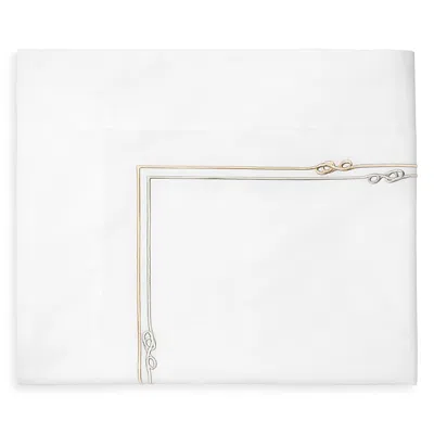 Sferra Squillo Flat Sheet, Twin In White/platinum
