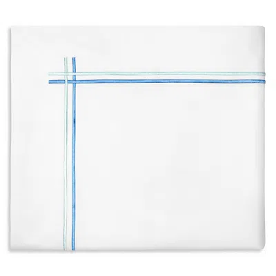 Sferra Tratto Flat Sheet, Full/queen In White/clearwater