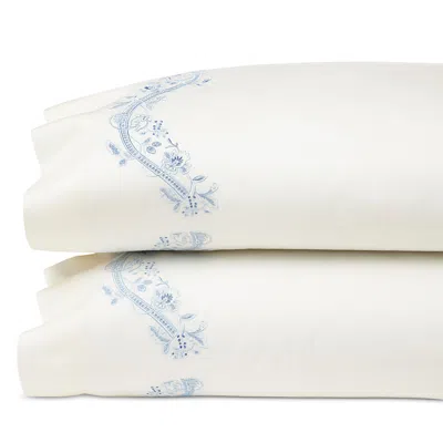 Sferra X Scalamandre Isabella Embroidered Sateen Pillowcase Pair, King In Blue