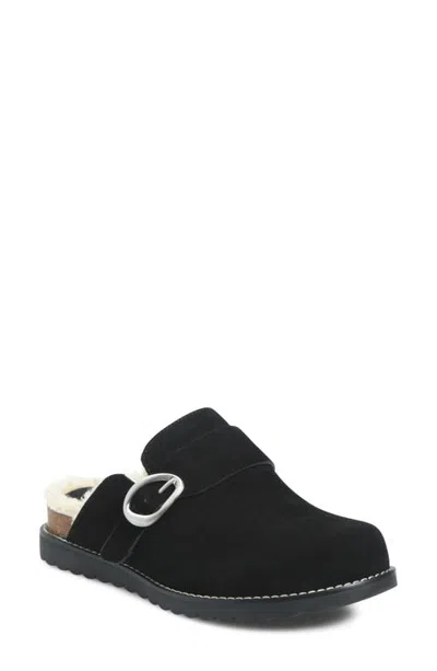 Söfft Angela Leather Clog With Genuine Shearling Trim In Black