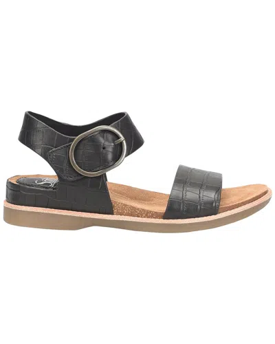 Söfft Bali Croc-embossed Leather Sandal In Black