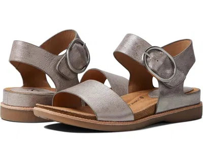 SÖFFT BALI SANDALS WOMEN'S PEWTER METALLIC LEATHER ADJUSTABLE STRAP VER1528