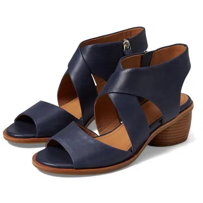 Söfft Camille Sandals Women'sb Sky Navy Leather Side Zip Block Heel Htat1609 In Blue