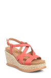 Söfft Devyn Slingback Espadrille Platform Wedge Sandal In Red Coral