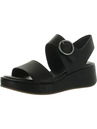 Söfft Faedra Womens Leather Wedge Slingback Sandals In Black