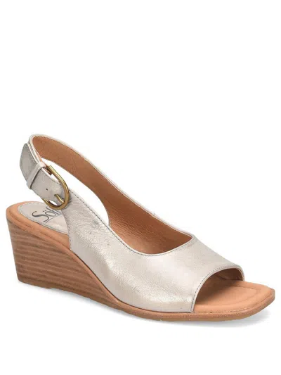 Söfft Gabriella Womens Leather Casual Wedge Sandals In Silver