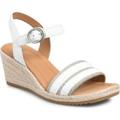 Söfft Inez Ii Espadrille Ankle Strap Platform Wedge Sandal In White