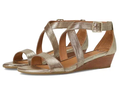 Söfft Innis Sandal Women's Satin Gold Leather Open Toe Wedge Zogg3827