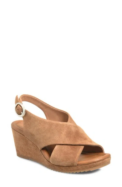 Söfft Isabeth Slingback Platform Wedge Sandal In Brown