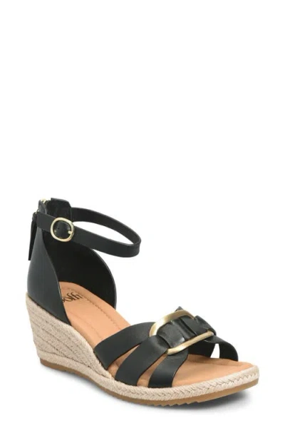 Söfft Ivy Espadrille Ankle Strap Platform Wedge Sandal In Black