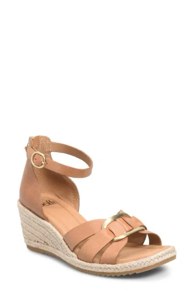 Söfft Ivy Espadrille Ankle Strap Platform Wedge Sandal In Brown