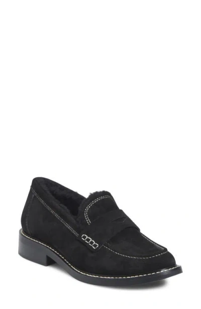 Söfft Mara Ii Genuine Shearling Lined Loafer In Black