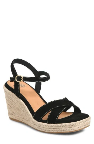 Söfft Neely Ankle Strap Platform Espadrille Sandal In Black