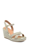 Söfft Newbury Espadrille Ankle Strap Platform Wedge Sandal In Silver
