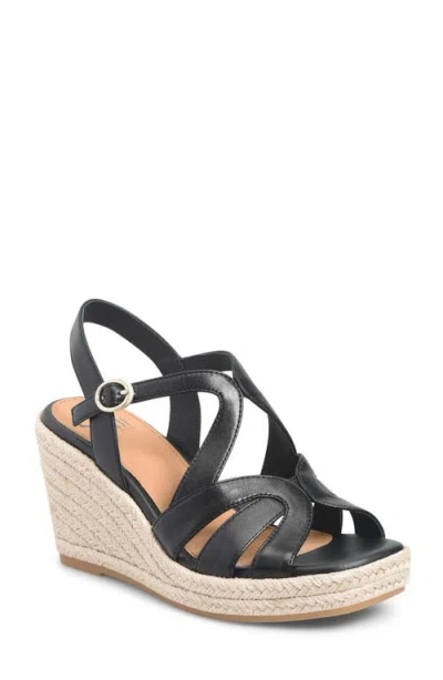 Söfft Norma Slingback Espadrille Platform Wedge Sandal In Black
