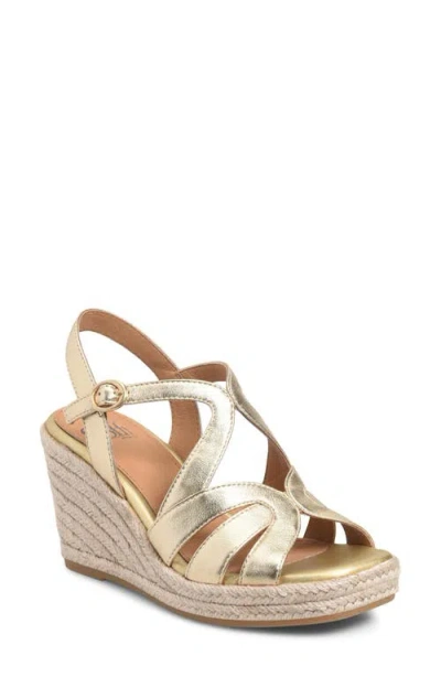 Söfft Norma Slingback Espadrille Platform Wedge Sandal In Gold