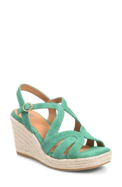 Söfft Norma Slingback Espadrille Platform Wedge Sandal In Green