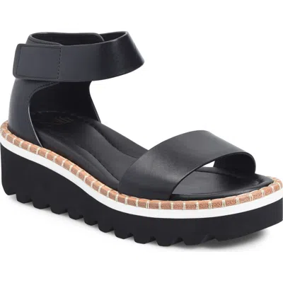 Söfft Ripley Ankle Strap Platform Wedge Sandal In Black