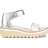 Söfft Ripley Ankle Strap Platform Wedge Sandal In Silver