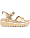 Söfft Ruthie Ankle Strap Platform Wedge Sandal In Gold