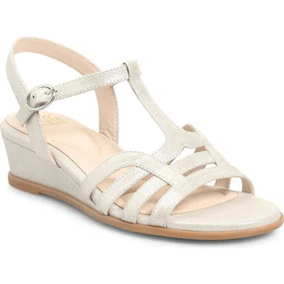 Söfft Scarlet Ankle Strap Wedge Sandal In Champagne Metallic