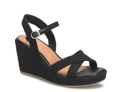 Söfft Newbury Espadrille Ankle Strap Platform Wedge Sandal In Black