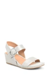 Söfft Vaya Ankle Strap Wedge Sandal In Silver/stone