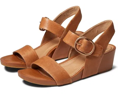 Söfft Vaya Women's Luggage Brown Leather Wedge Heel Sandals Zogg2397