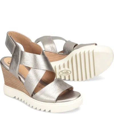 Söfft Women's Uxley Platform Sandal In Grey Gold In Silver