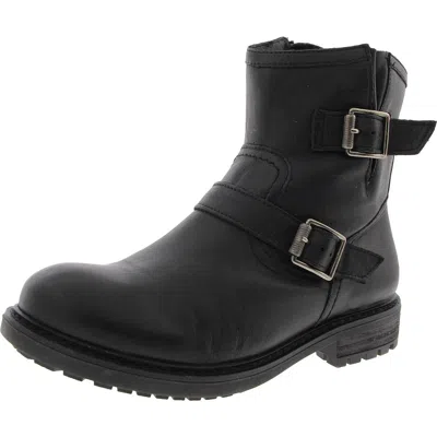 Söfft Womens Buckle Leather Motorcycle Boots In Black