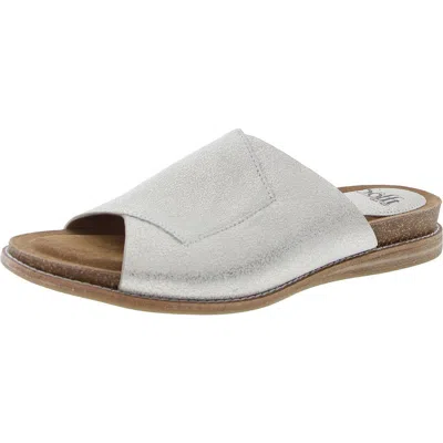 Söfft Womens Metallic Leather Slide Sandals In Silver